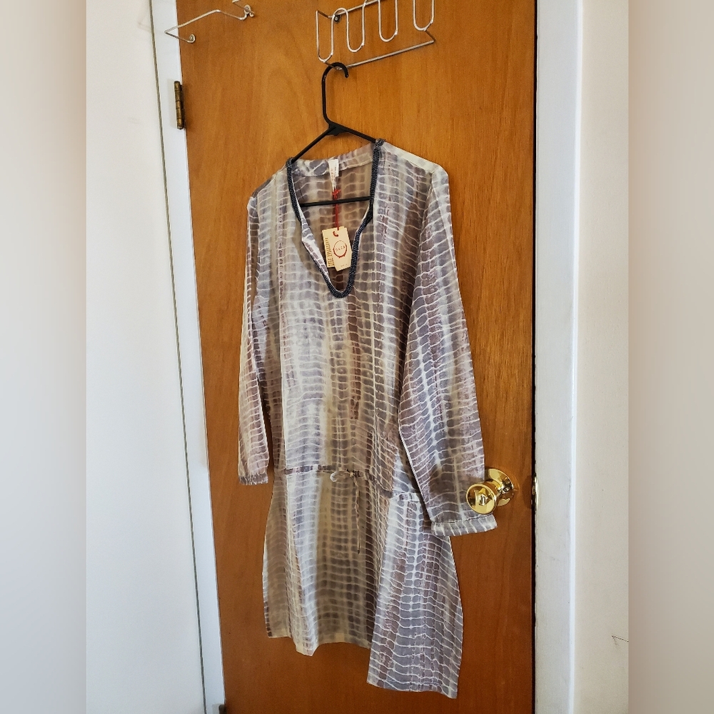 RAGA Sheer gray and purple snake print dress size Small